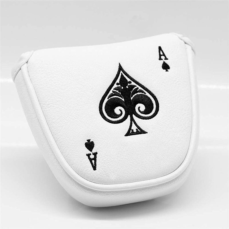 barudan golf Poker Ace White Mallet Putter Cover Headcover Magnetic Club Protector fits for Odyssey 2ball Style Putters,Synthetic Leather Putter Headcover for Mallet, RH LH(for Round Mallet Putter) - Image 3